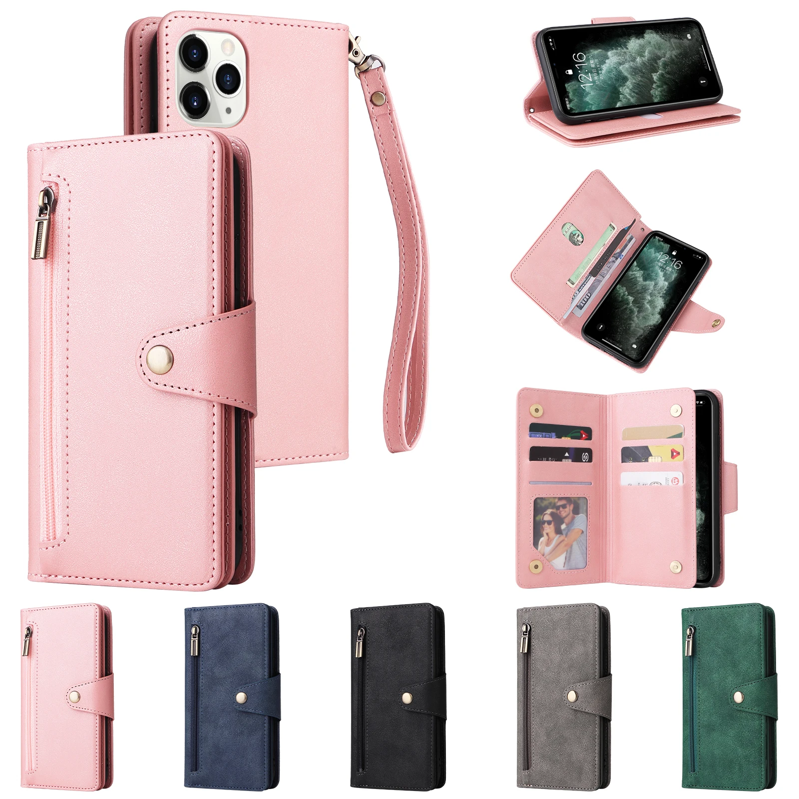 

13X*Fillet Leather Case Wallet Anti-fall Flip Phone Case For iPhone6/7/8/SE2020/SE3/X/XS/XR/11/12/13/14/15/16Pro Plus ProMax Max