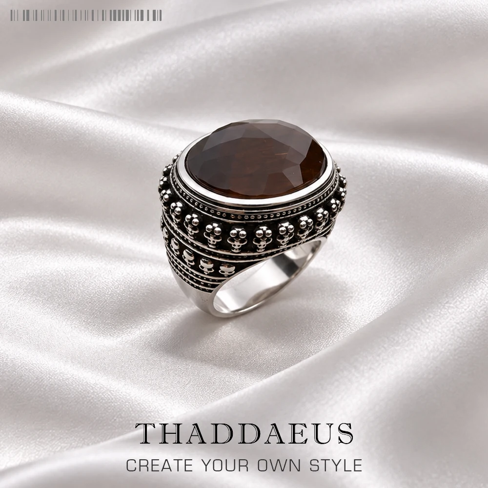 Ring mit Tigerauge und Totenkopf, 925er Sterlingsilber, Vintage-Geschenk für Damen und Herren, edler Schmuck