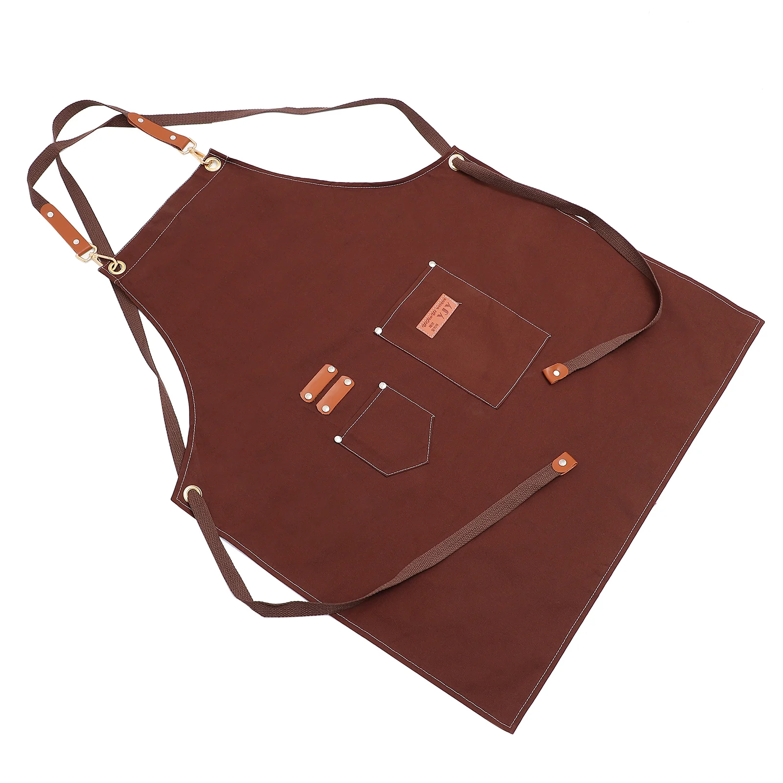 

Pure Cotton Canvas Apron Black Kitchen Cooking Halter Neck Pockets Baking Gardening Hairdressing Home Coffee Shop