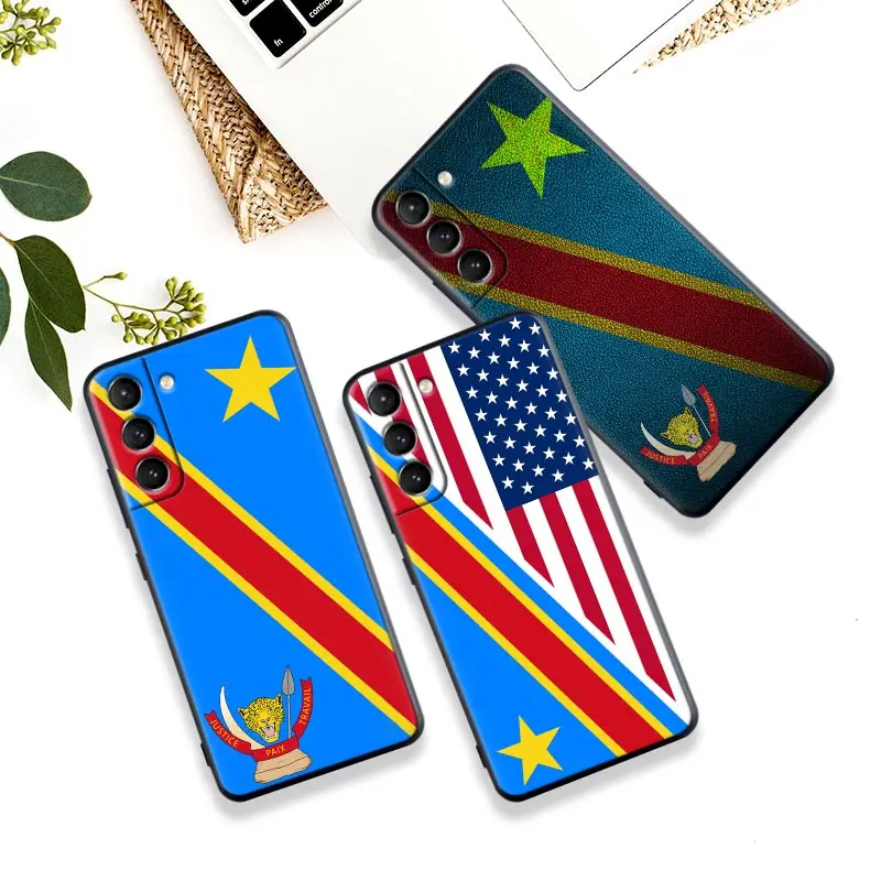 Democratic Republic Congo Flag Silicone Case For Samsung Galaxy S23 S24 Ultra S21 S20 FE Cover For Galaxy S22 s23 S10 Plus Cases