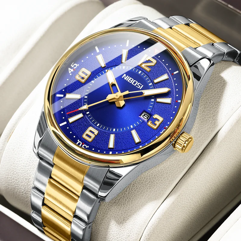 

NIBOSI Luxury Man Watch Fashion Date Quartz Watch for Men Stainless Steel Waterproof Luminous Mens Watches Relogio Masculino