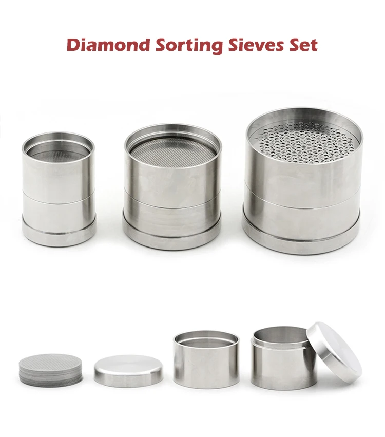 48mm/65mm/80mm Diamant-Sortiersiebe Edelstahl-Edelstein-Sortiersieb-Set Edelstein-Sortierwerkzeug Schmuck-Testwerkzeug – Detail 1