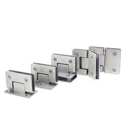 Stainless Steel Frameless Nickel Brush Glass Door Hinge 90 Degrees Of Bathroom Glass Clamp Bathroom Folding Glass Clip