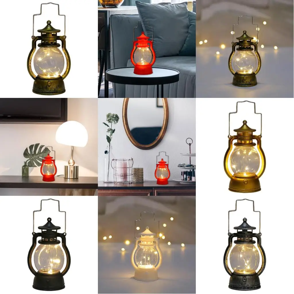  Battery Powered Vintage Creative Lantern LED Lamp with Dimmer Switchs Plastic Material Hanging Lantern for Outdoor Patio
