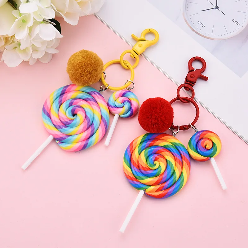 Xinxing Resin Keychain Ring Kawaii Pom Pom Keyring Simulation Cute Keychains Nuestro Llavero Bag Car Pendant Lollipop Keychain