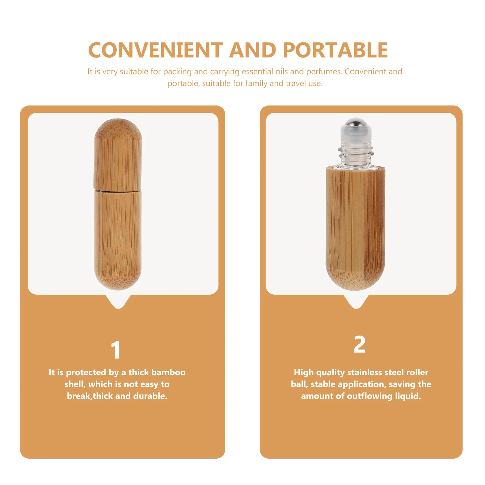 

High-Quality Bamboo Protected Roll-On Bottle Thick Glass Perfume Container Stylish Essential Oil Packaging for Travelers