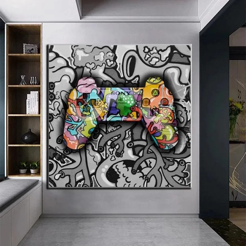 Graffiti Canvas Painting Gaming Handle Playstation Wall Art Game