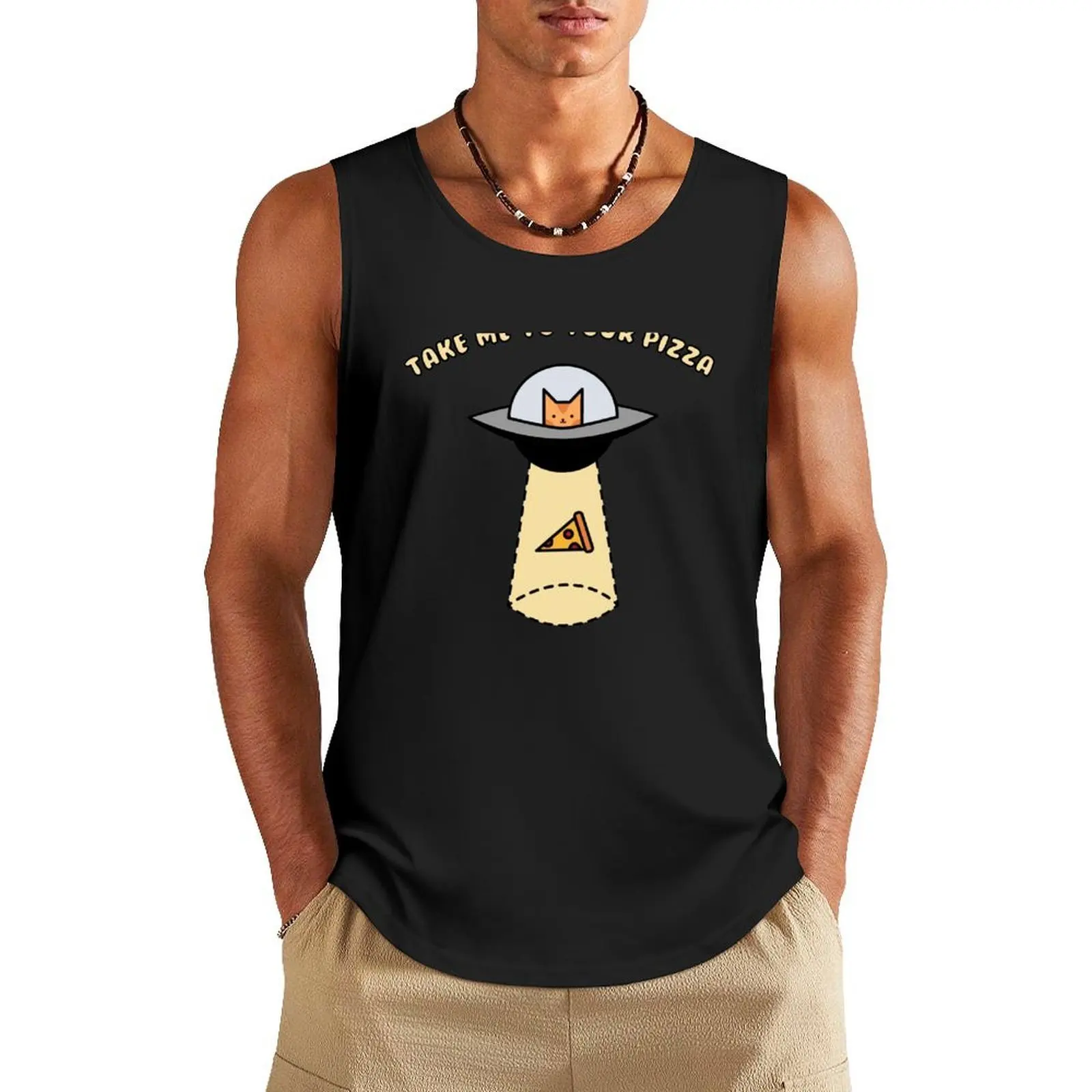 

Pizza Cat Tank Top Men's t shirt Men's summer t-shirt Men's summer vest