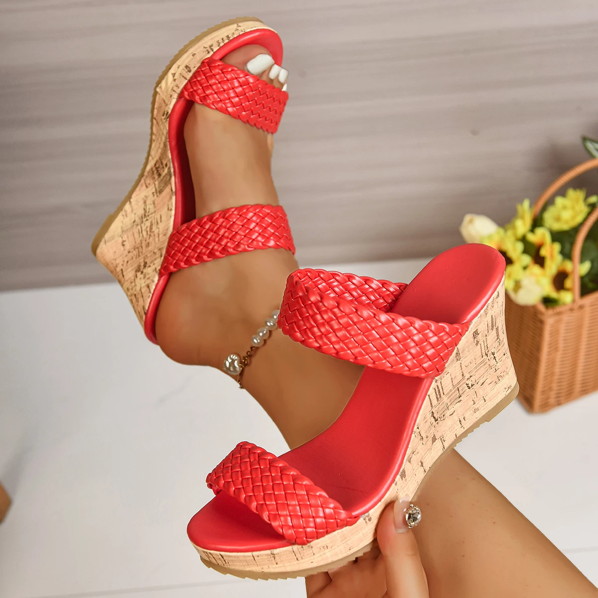 

Женские уличные сандалии без шнуровки на танкетке, новинка 2023 года, летняя нескользящая обувь на платформе, женские модные удобные сандалии Zapatos De Mujer