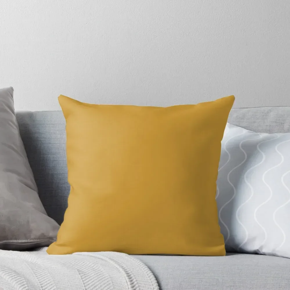 Amber Yellow Plain Solid Color Throw Pillow pillows decor home Throw Pillow pillow