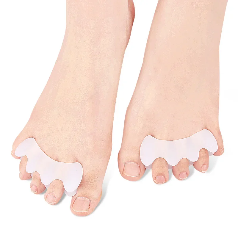 

2Pcs=1Pair Hard Silicone Toe Finger Separator 3 Hole Hallux Valgus Orthopedic Spacers Overlapping Hammer Foot Corrector