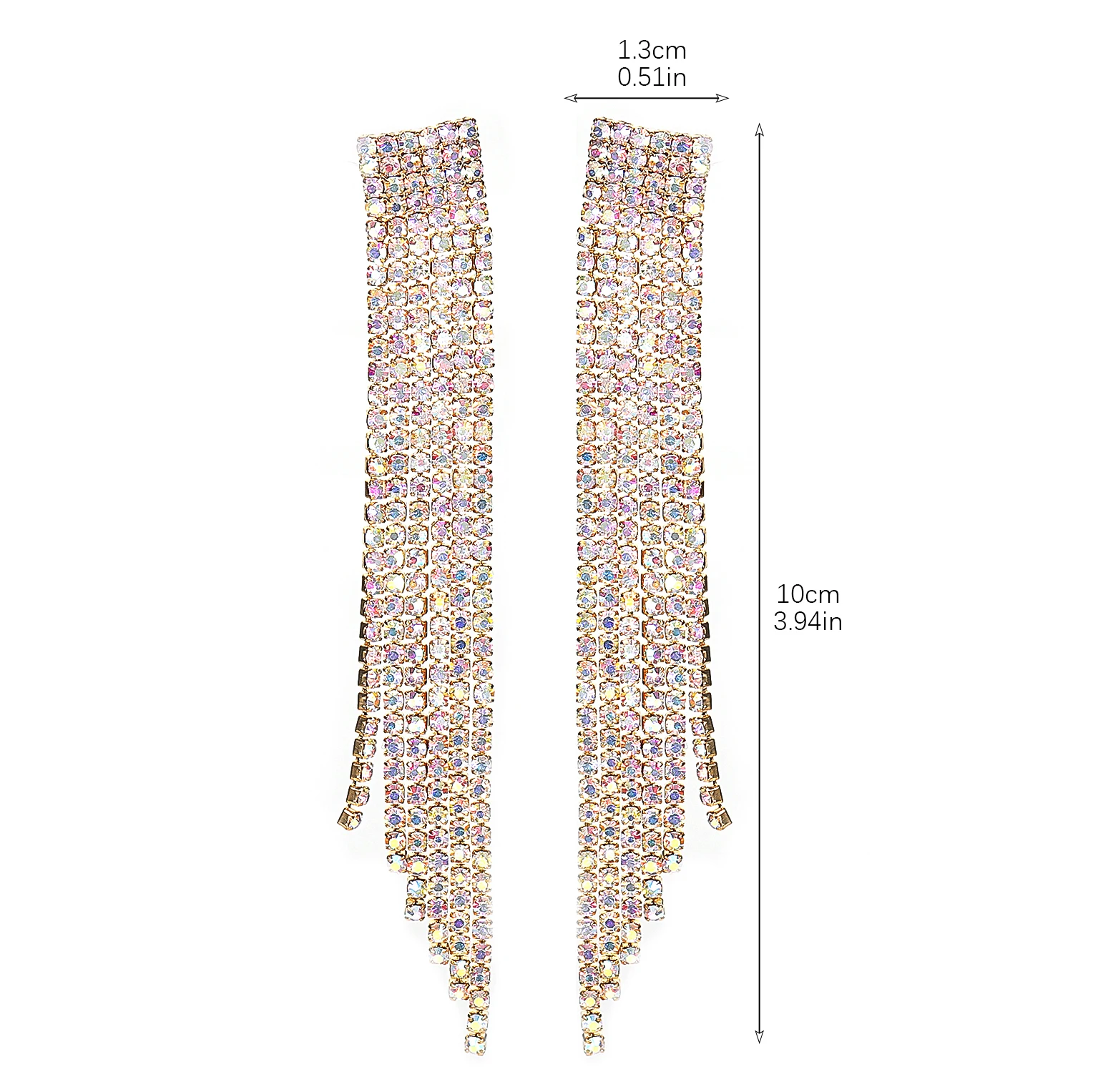 New Sparkly Rhinestone Crystal Tassel Long Dangle Dance Competion Earrings for Party Prom Fashion Jewelry Gifts