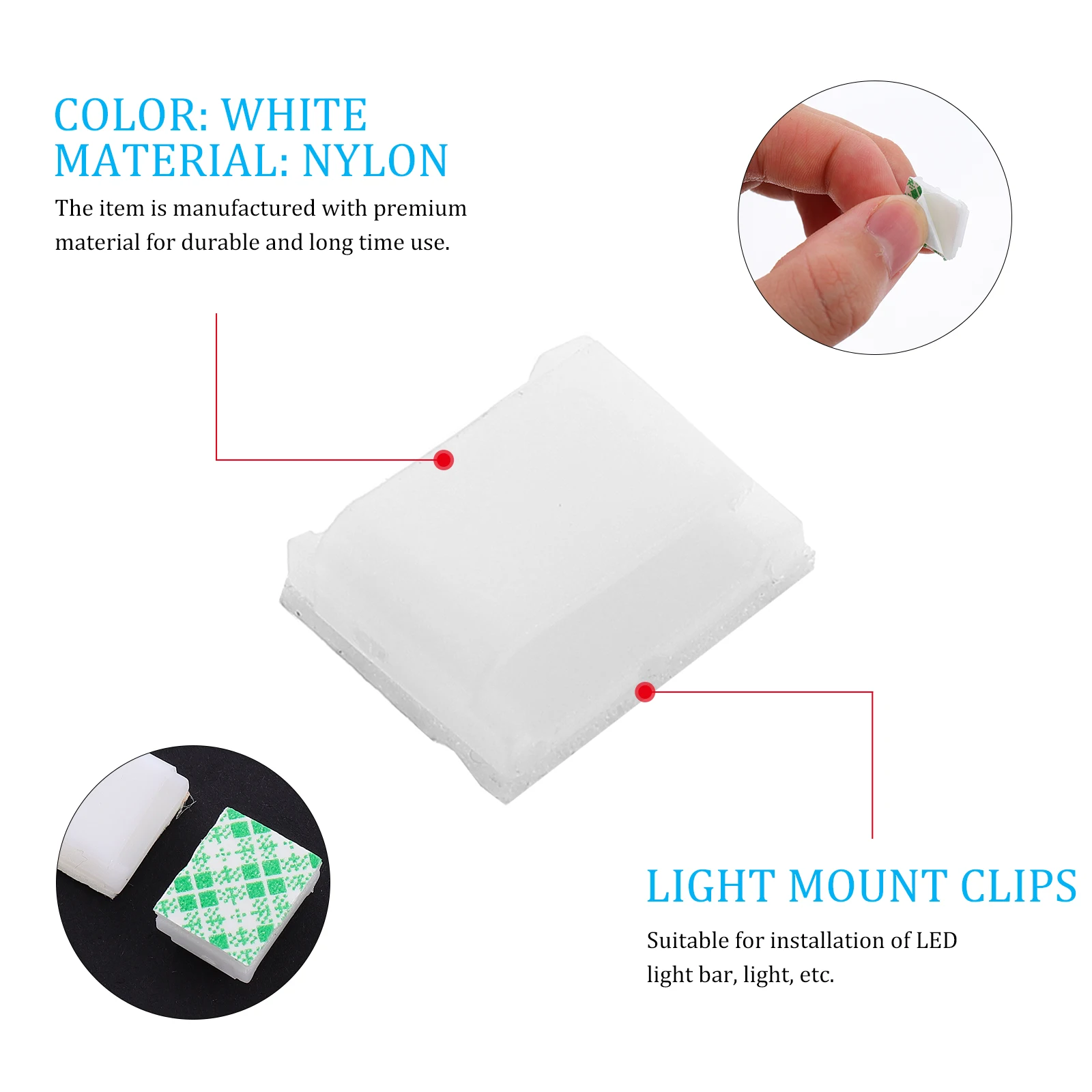 100 pièces barre lumineuse adhésive montage barre lumineuse LED boucles Clips boucles de fixation durables pour lumières LED cadeaux d'utilisation en extérieur