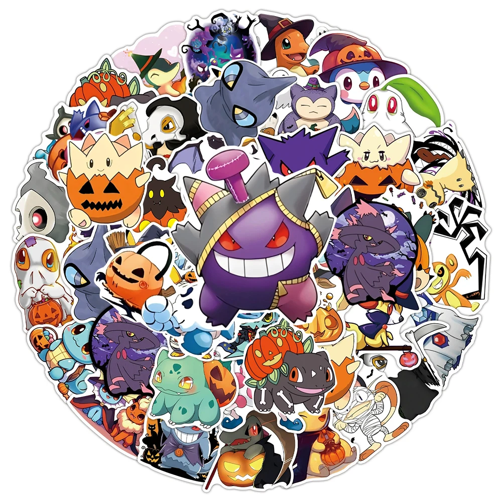 10/30/50PCS Gothic Pokemon Cartoon Stickers Halloween Pikachu Charmander Anime Decals Toys Waterproof Graffiti Stationery Laptop