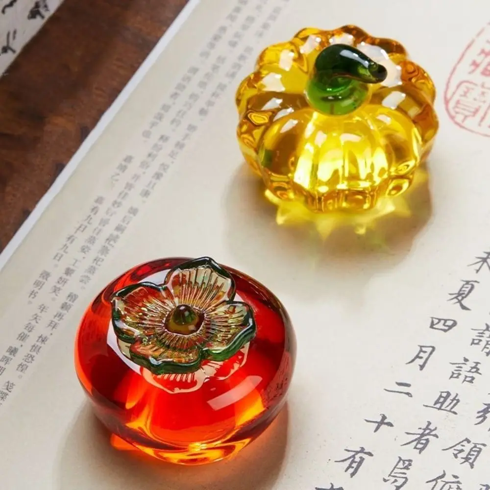 Professional Crystal Glass Paperweight Traditional Writing Pumpkin Persimmon Paperweight Painting Drawing