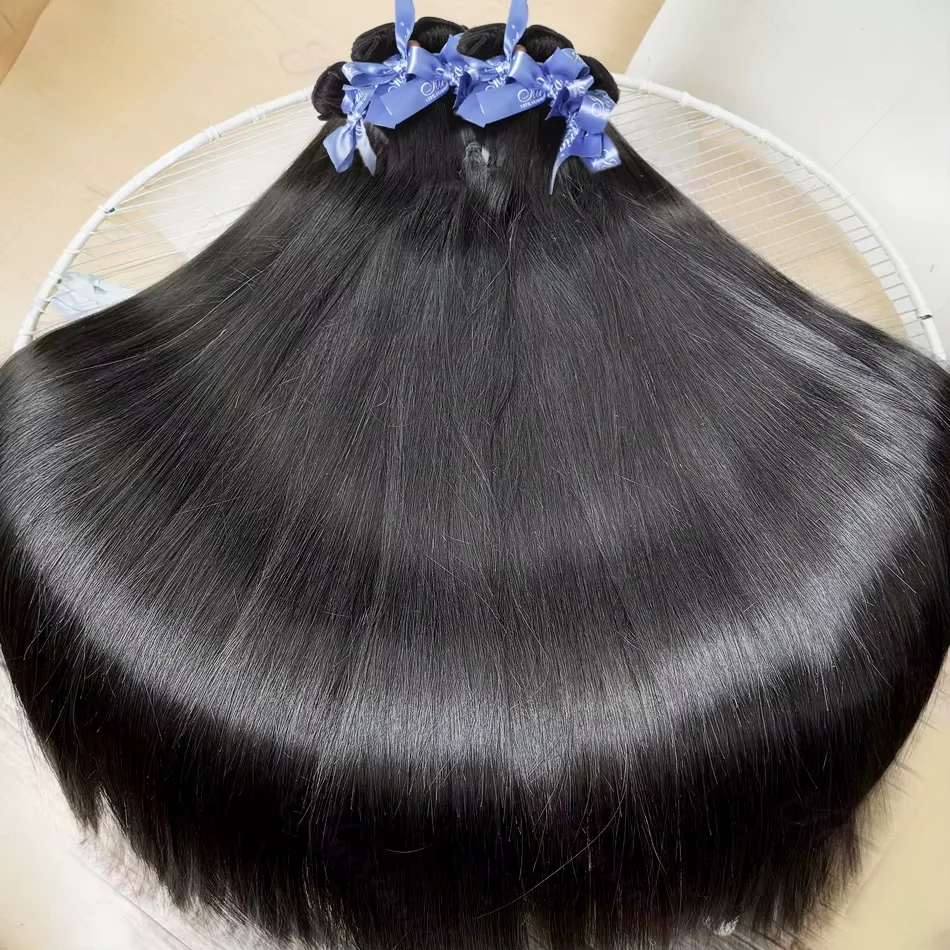 

15A Прямые человеческие волосы с костями, бразильские волосы Remy, 100% необработанные, 40, 30 дюймов, длинные девственные волосы, наращивание натуральных черных двойных волос