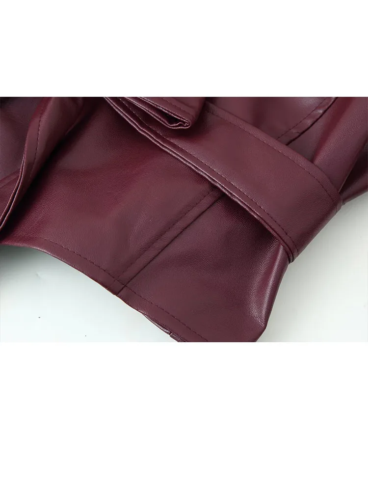 HH レディース 冬 レザー ファッション 多用途 ウエスト ラペル レースアップ 長袖 レザー ジャケット 女性 ハイストリート カジュアル ショートジャケット