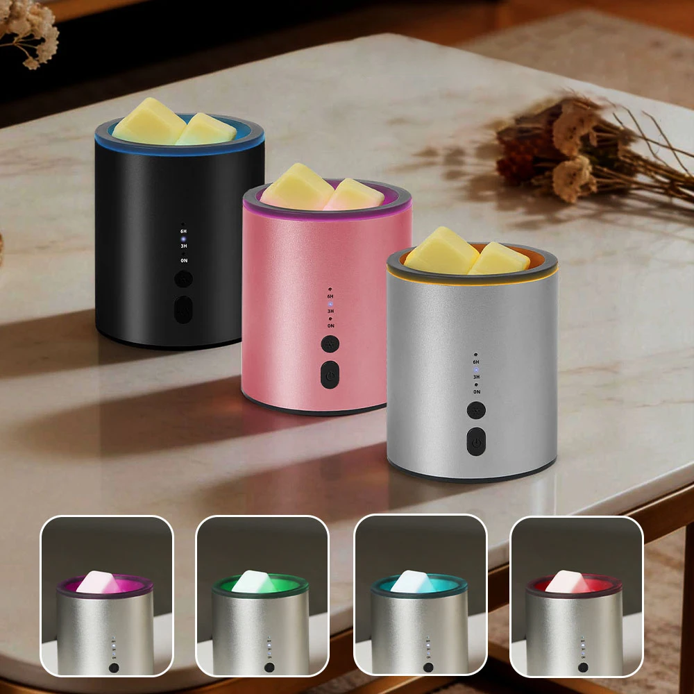 

Safe Timer Electric Aroma Warmer RGB Multi‑Color Ambience Light Works with Wax Melts & Essential Oils Removable Silicone Bowl