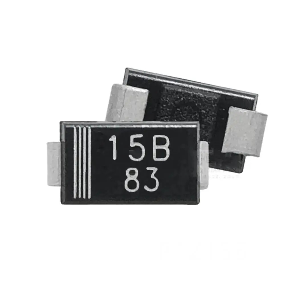 Surface mount voltage stabilizing diode PTZ15B 1W 15V with silk-screened 15B and SMA connector
