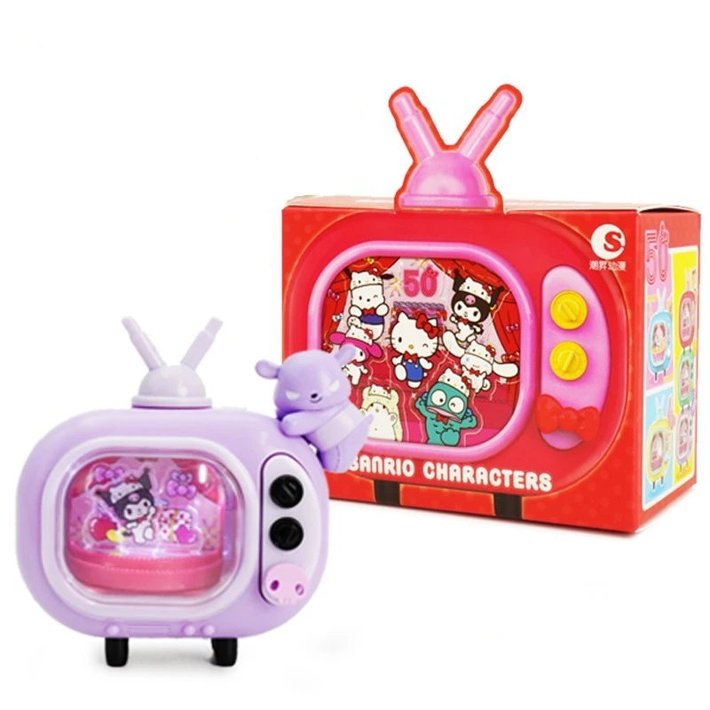 Sanrio hello kitty 50o aniversário portátil tv kuromi brilho caixa cega retro colecionável moda decoração presente
