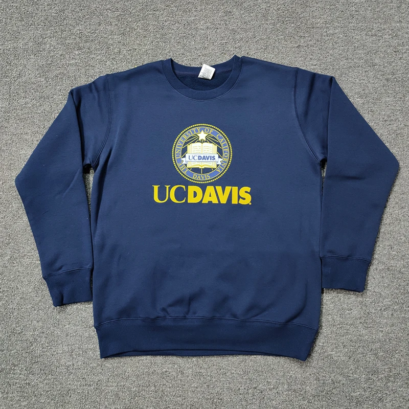 

UC Davis Long Sve Fce Lined Jaet Thin Outerwear T-irt Sweatirt Loose Fit Youth Casual round Ne Pullover Top
