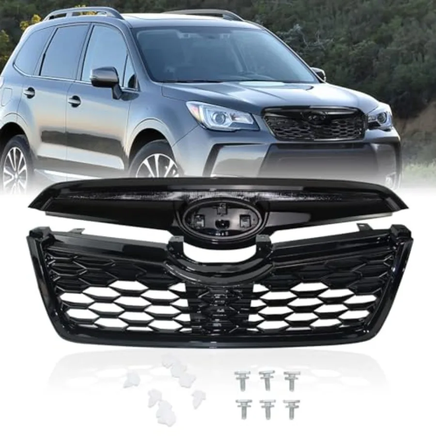 

Gloss Black Front Grill Replacement for 20192021 Subaru Forester with Integrated Camera Hole Enhanced Aerodynamic Design for Im