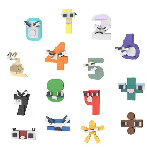 Creative MOC Number Lore Alphabet Cartoon Animal 0-9 Number Building Block Set Education Numberblock Doll for Kids Children Gift
