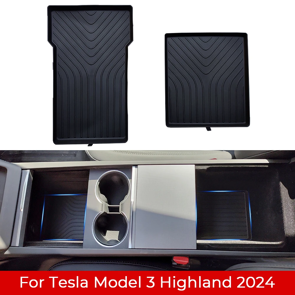 Per il nuovo modello Tesla 3 Highland 2024 Center Console Organizer vassoio scatola di immagazzinaggio stivaggio riordino inferiore tappetino