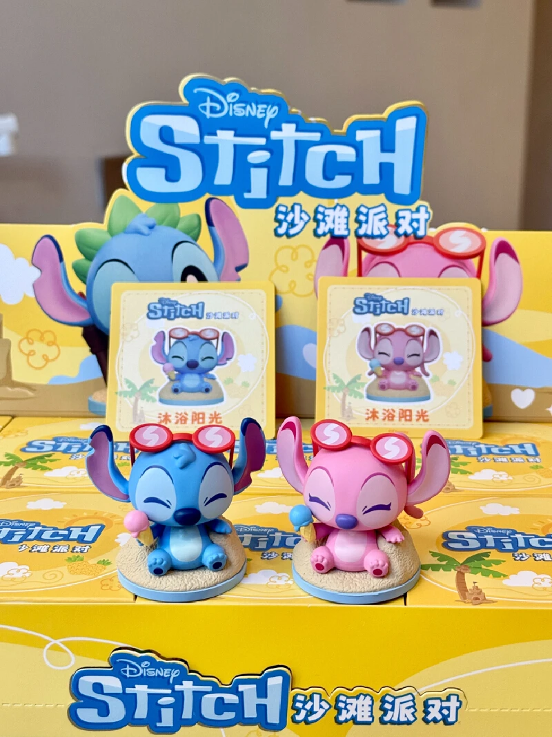 الكرتون ديزني غرزة حفلة الشاطئ سلسلة صندوق أعمى لطيف غرزة الملاك دمية صغيرة سيارة زخرفة سطح المكتب الديكور لعبة مفاجأة هدية