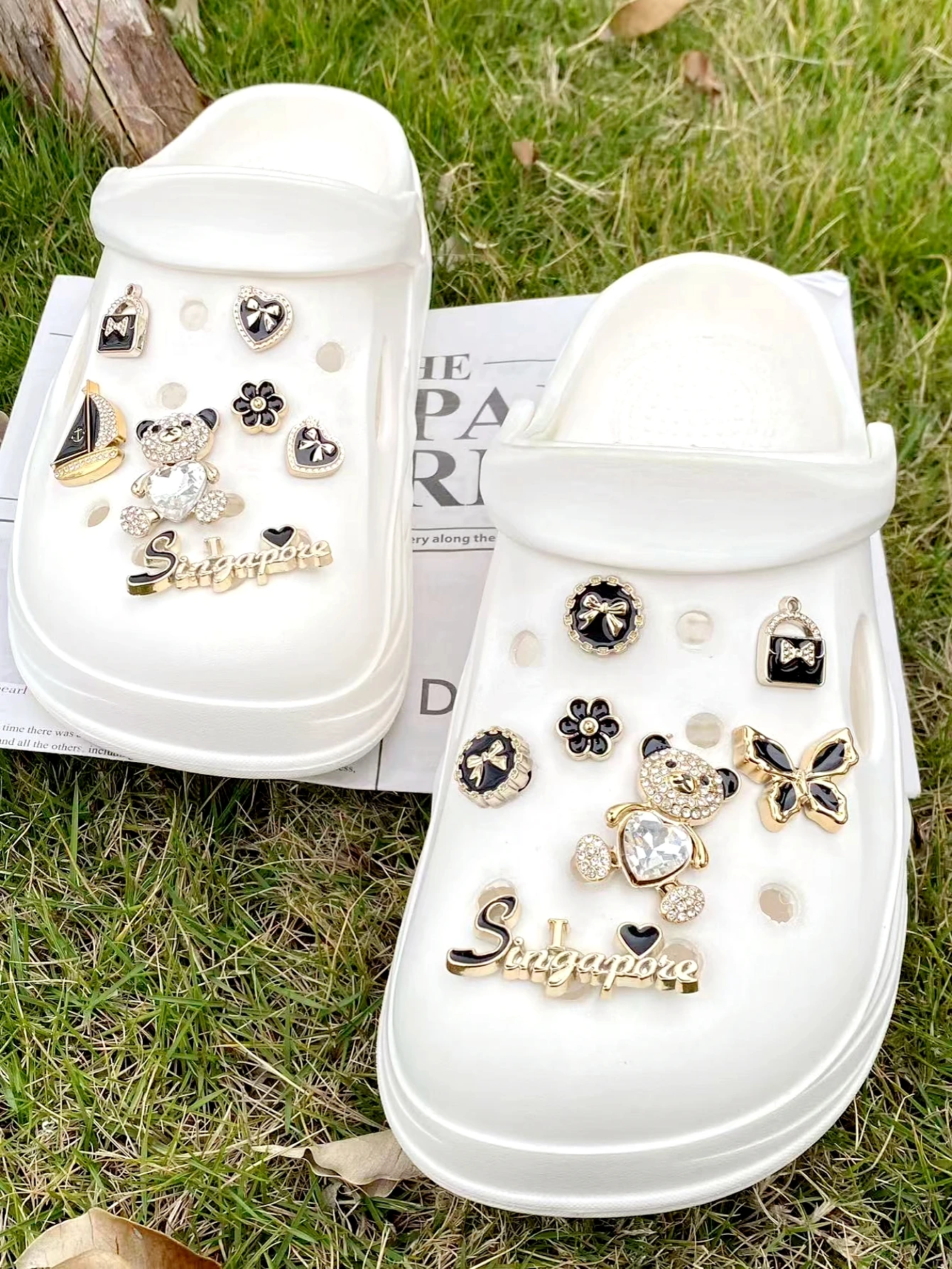 14-Piece Rose Gold Bear Butterfly Boat Sail Flower Assorted Small Figures Collection Set