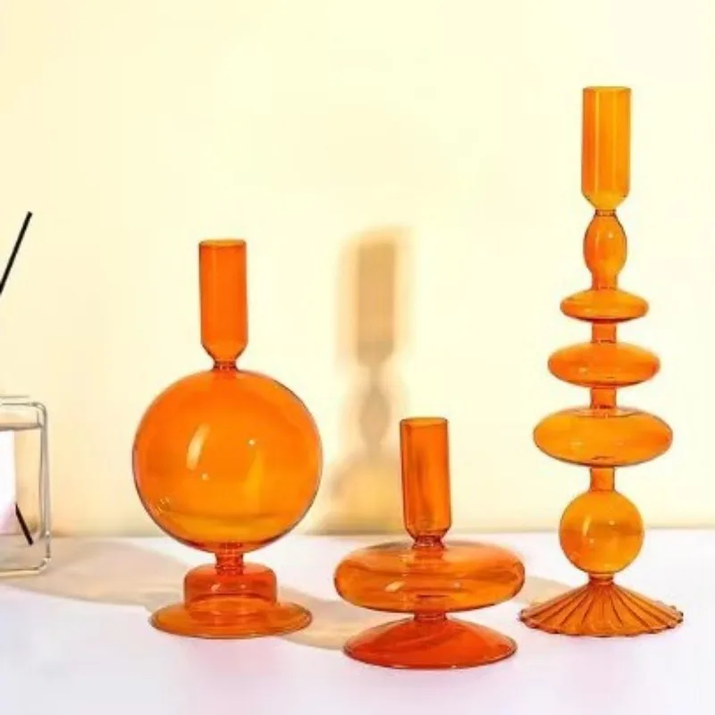 3 Pieces/set of Creative Glass Candle Holders, Conical Vases, Candle Holders, Romantic and Simple Decoration for Home Decor