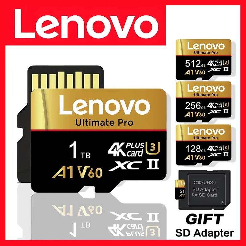Image of Full HD Lenovo SD-Karten Speicherkarte Micro TF SD TF-Karten 128GB 1TB 256GB Hochgeschwindigkeits 8K Klasse 10 U1 für Kamera / Smartphone