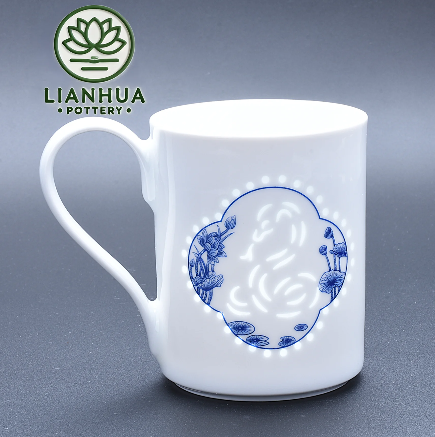 

Фарфоровая кружка LIANHUA POTTERY Linglong, 350 мл, синяя и белая кружка ручной работы с китайским зодиаком и змеей, подарок на годовщину и день рождения
