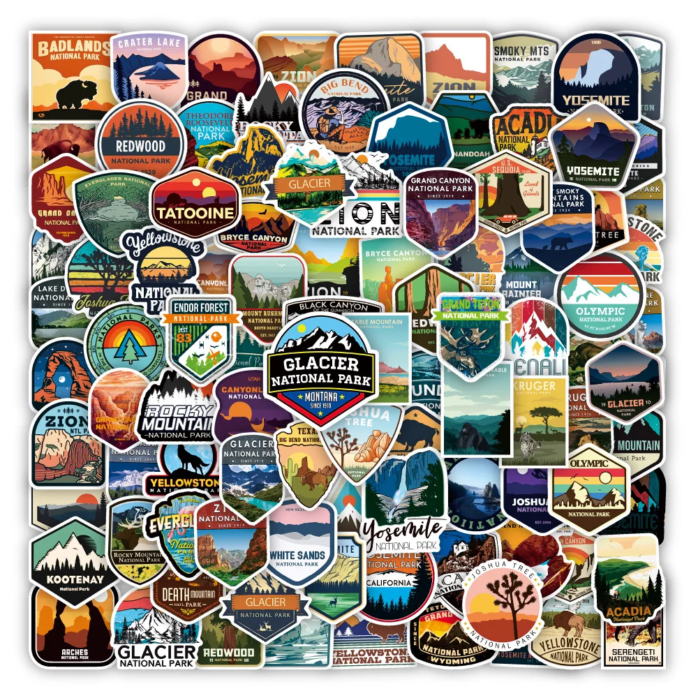 

10/30/50/100PCS Natural Park Stickers Journey Scenery Cartoon Sticker Aesthetics DIY Decals Luggage Laptop Phone Bike Funny Toy