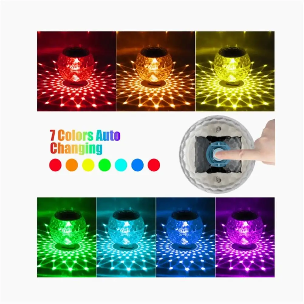 Round Solar Floating Pool Lights Solar Powered Energy-saving 7 Colors Changing Rotating Garden Lamp for Swimming Pond Lawn