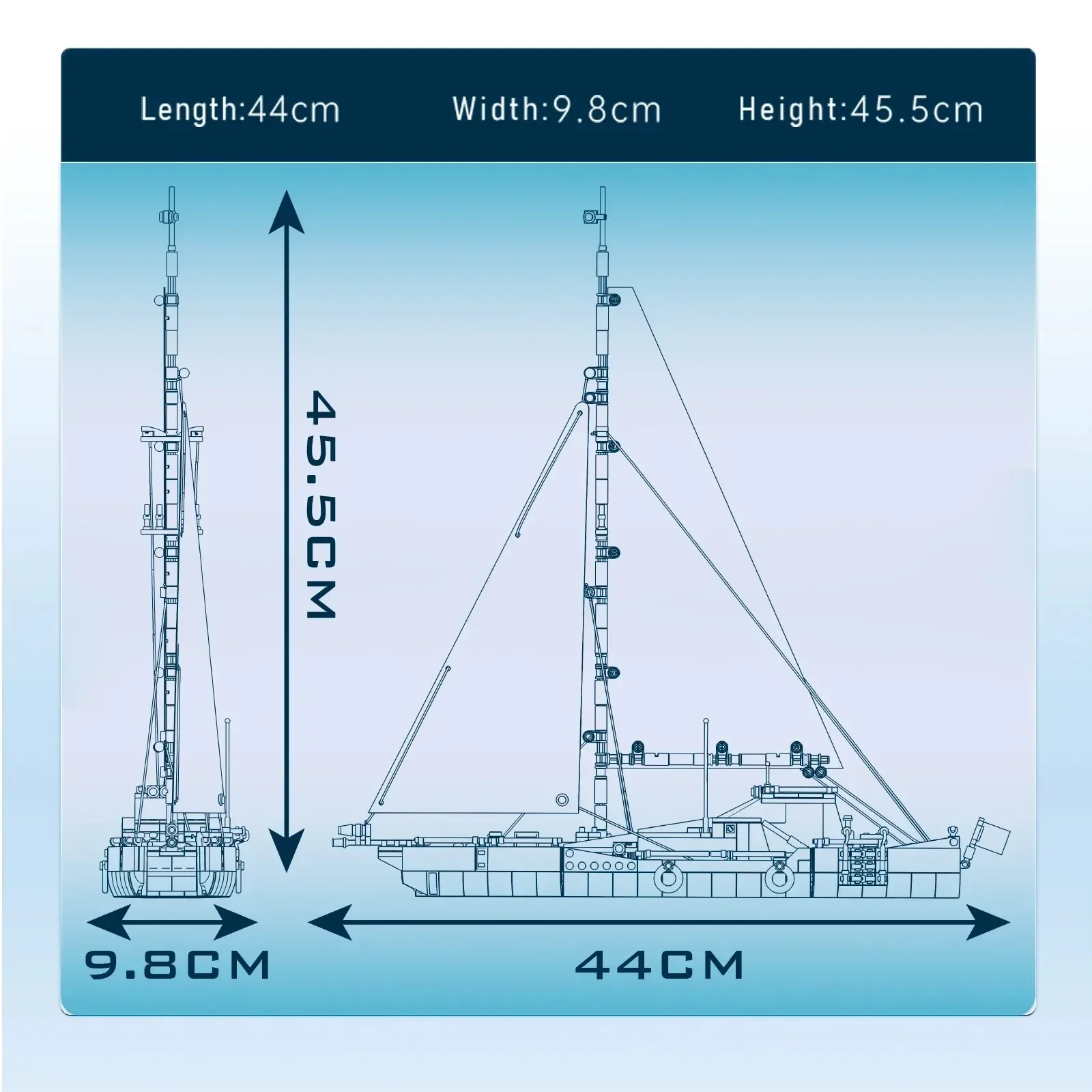Molde rei 767 pçs criativo 10190 moderno duplo-most vela navio blocos de construção brinquedo haste exploração educacional navio modelo kit