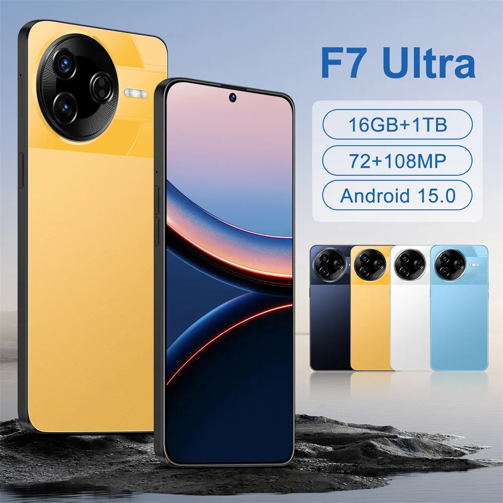 Nouveau F7 Ultra Original Smartphone Version mondiale téléphones mobiles 7.3 pouces 5G téléphone portable 7800mAh Android 15 double carte SIM téléphones portables