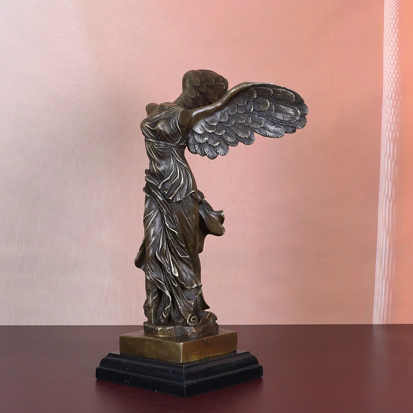 Bronze Winged Victory of Samothrace Statue Replica Greek Mythology Goddess Antique Sculpture for Home Decoration Large