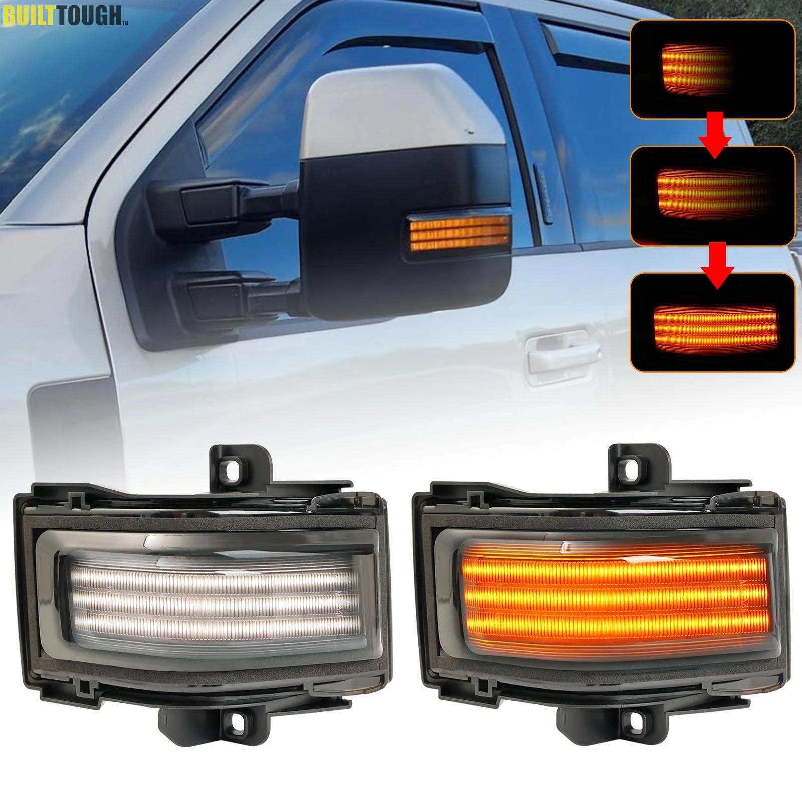 2x Side Mirror Marker Running Turn Signal Light for Ford F150 F250 F350 F450 F550 Super Duty 2017-2023 Sequential Switchback Tow
