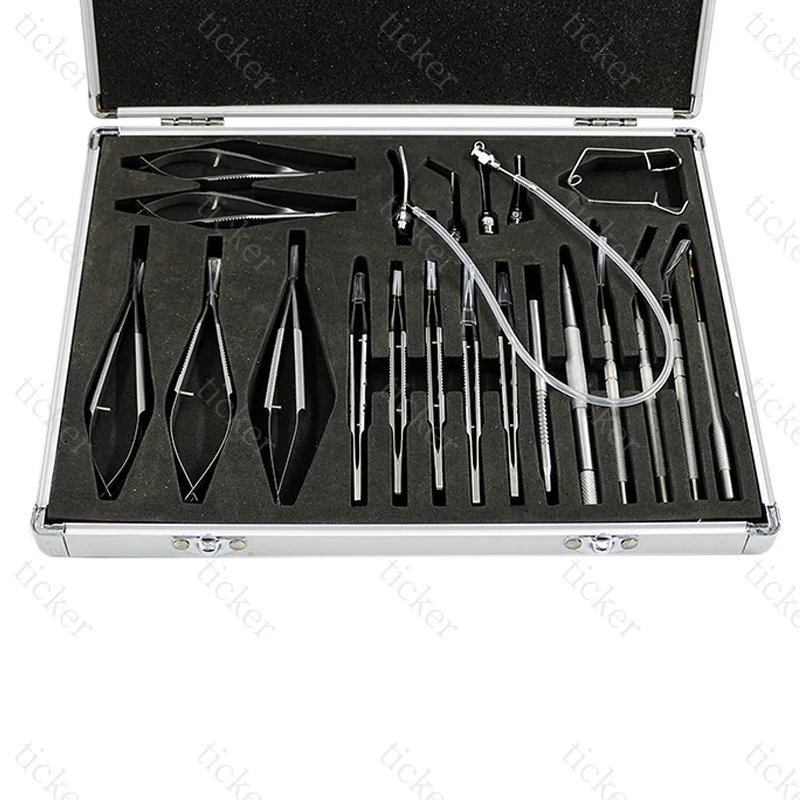 Ensemble d'instruments ophtalmiques, 21 pièces, alliage de titane/acier inoxydable, yeux et cataractées, Micro pincettes, ciseaux, porte-aiguille, ensemble d'outils