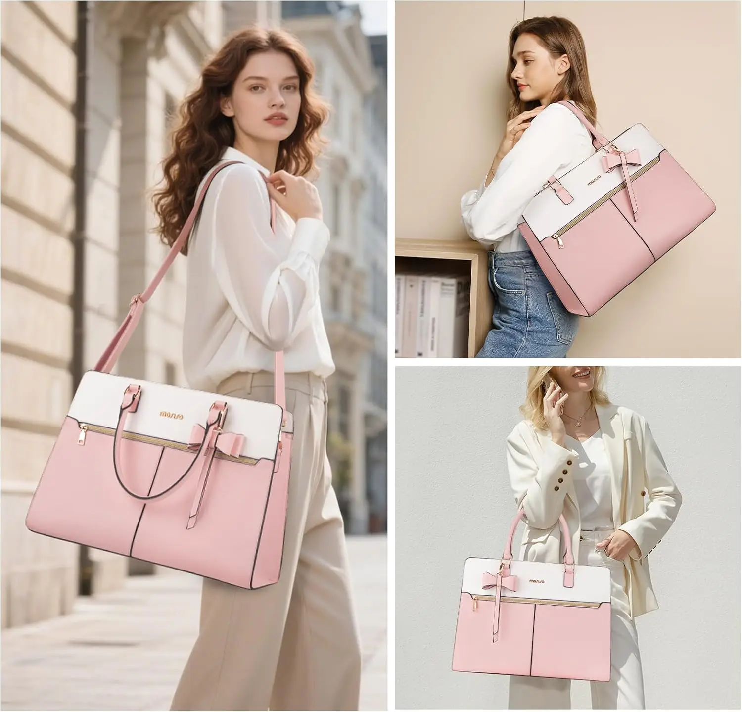 

MOSISO сумка-тоут для ноутбука для женщин 15,6-дюймовая водонепроницаемая сумка из искусственной кожи большая вместительная сумка на плечо для бизнеса, учителя, офиса