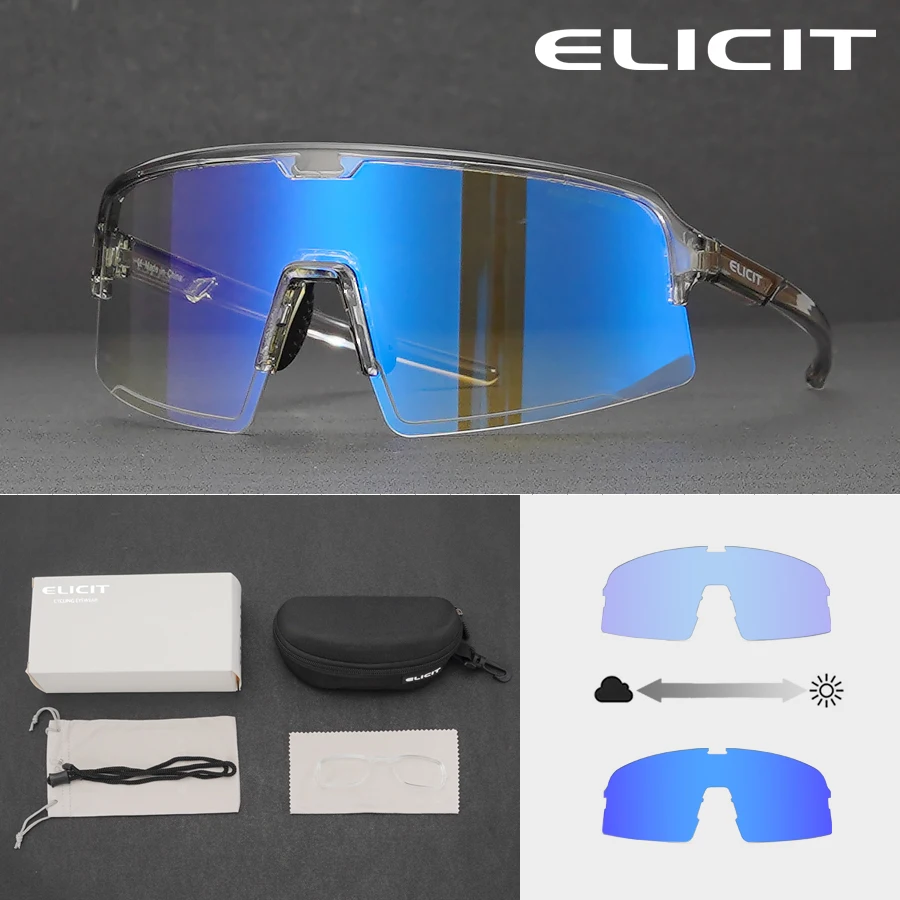 ELICIT Photochromic  Sunglasses TR90 Frame UV400 Windproof Cycling Glasses Men Wome Running Driving Outdoor Sports Eyewear E159B