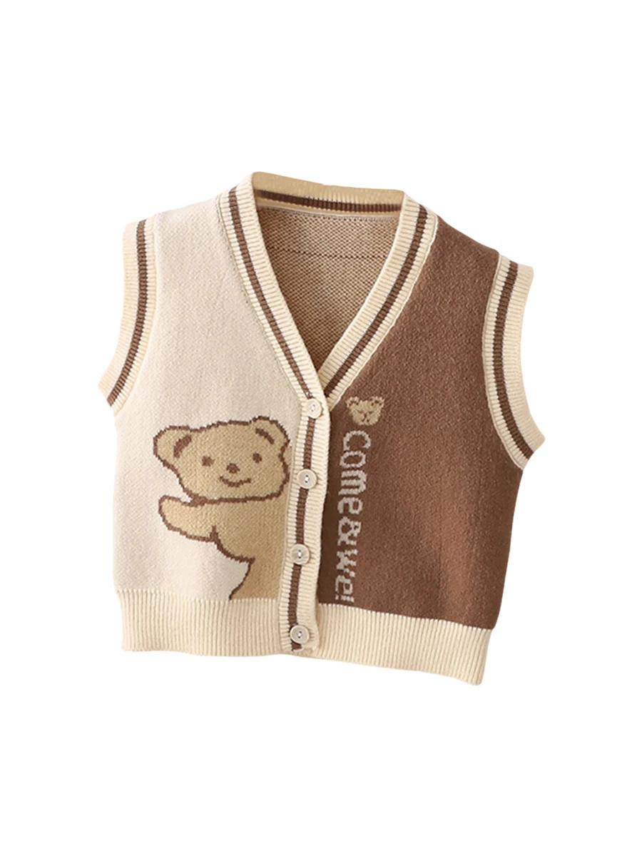 

Baby Vest Toddler Sweater Sunlight Bears Sweater Vest Sleeveless Crewneck Knitted Waistcoat Fall Winter Clothes