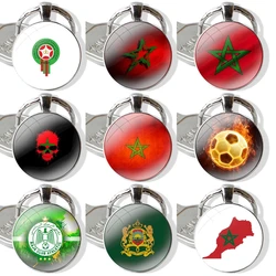 Keychain Handmade Glass Cabochon Key Ring Holder Pendant Key Chains Morocco Soccer football