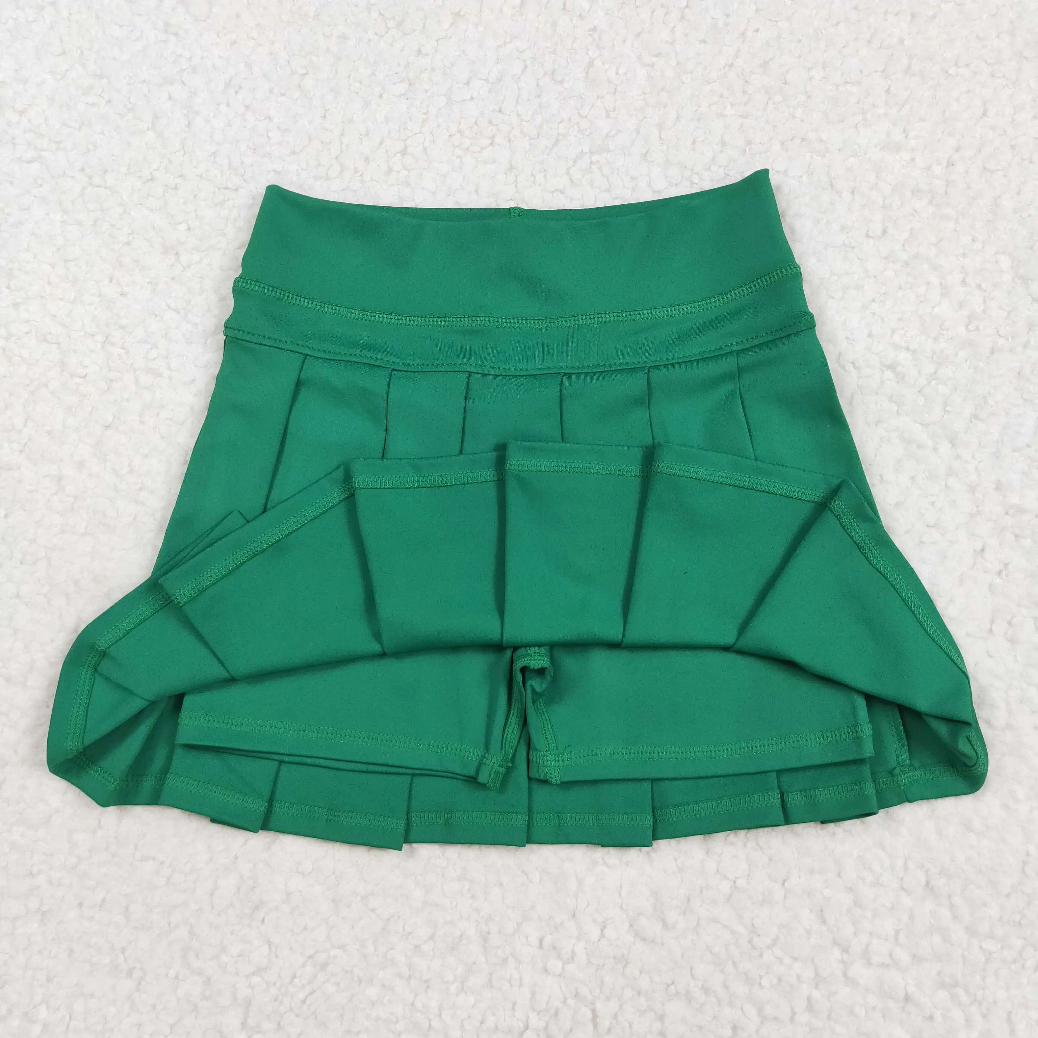 

Baby Girls Solid Green Yoga Skirt Comfortable Fit Fashion Boutique Wholesale New RTS Little Girls Skirt