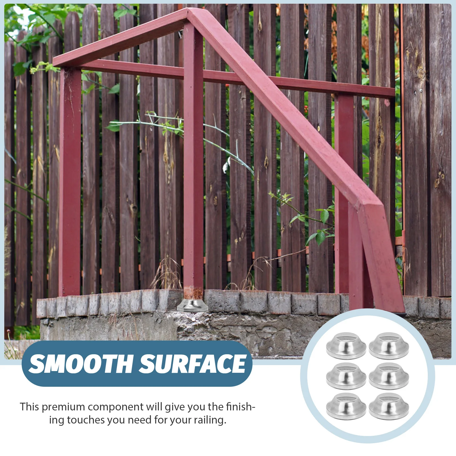 

6Pcs Stainless Steel Railing Post Bases Round Floor Flanges Metal Supports Durable Post Brackets for Deck Fence