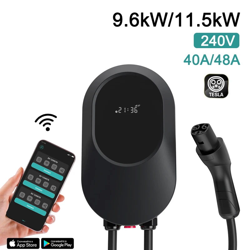 Nacs 48 Amp Charger 11.5KW Electric Car Charger Charging Station for Model Y/S/X/3/Cybertruck