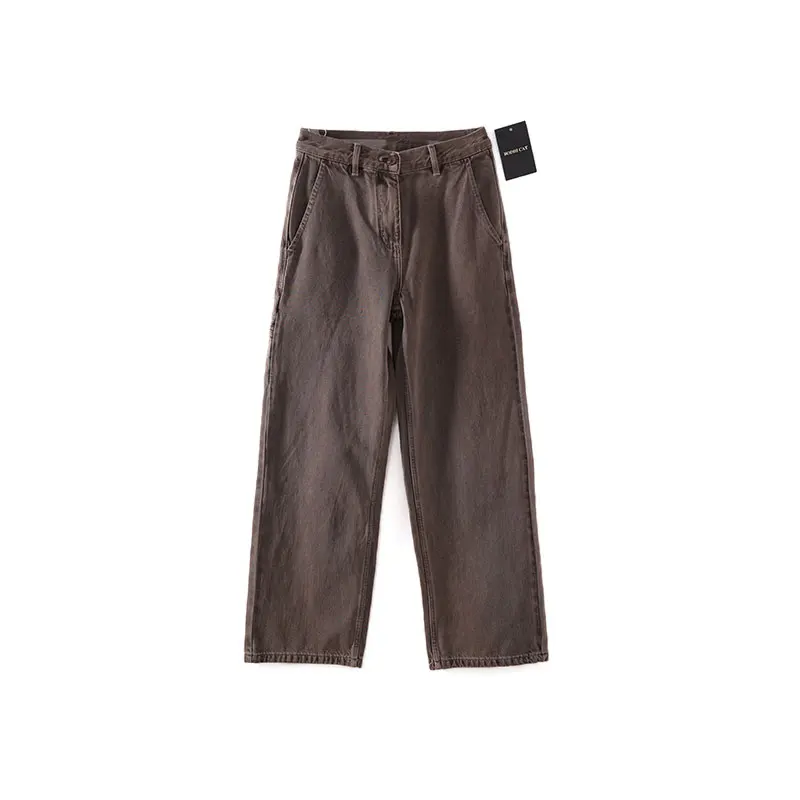 

Женские широкие брюки Bodhl из драпированного денима, прямого кроя, с эффектом похудения, на пуговицах, на все сезоны