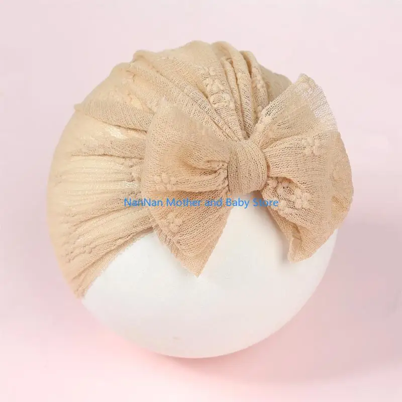 جميل الوليد طفلة الدانتيل قبعة مع القوس لينة وتنفس عمامة غطاء الرأس تنفس للمستشفى وارتداء اليومي