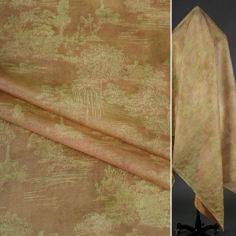 Light Green Floating Light Brocade Jacquard Fabric Water Wood Pattern Durable Opaque Lightweight Ethereal Qipao Dress DIY Sewing
